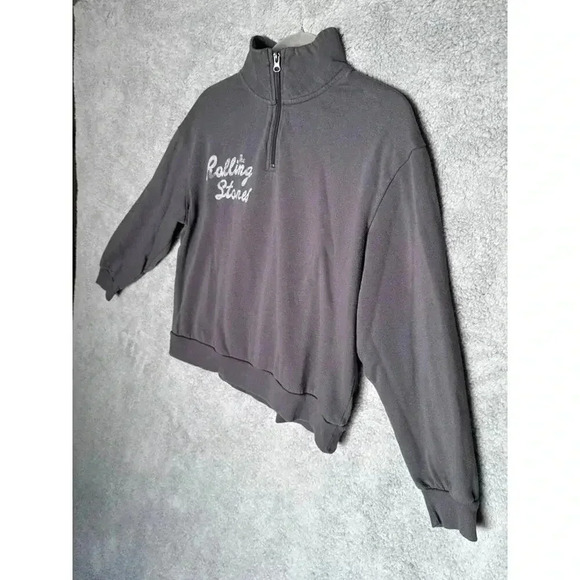 Rolling Stones Gray Sweatshirt Large Logo on Back 1/4 Zip - ?‎ Size - Picture 3 of 6